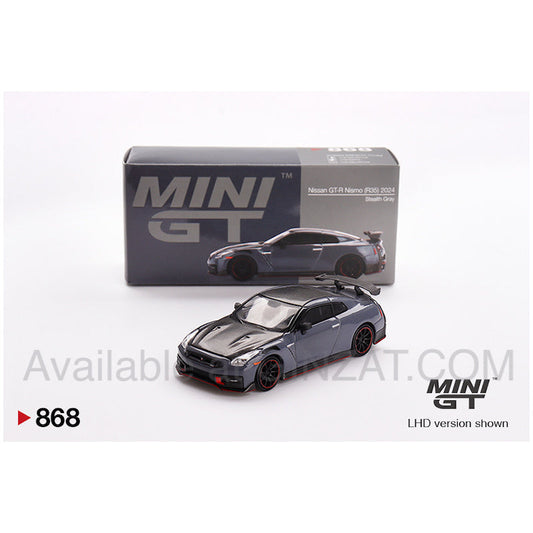 Nissan GT-R Nismo 2024 NISMO Stealth Gray, Mini GT No. 868 diecast model car