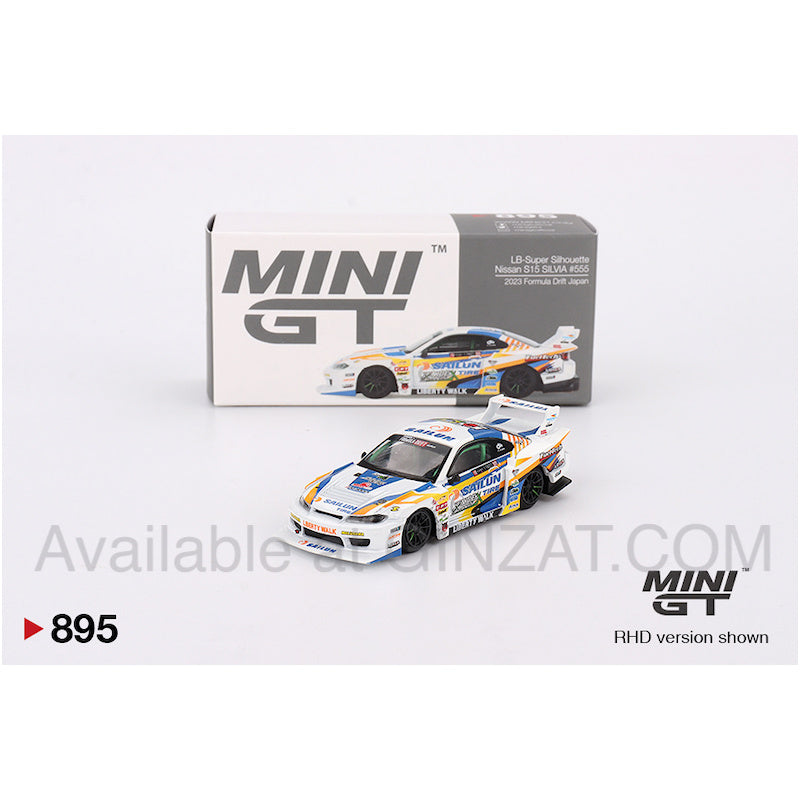 LB-Super Silhouette Nissan S15 SILVIA #555 2023 Formula Drift Japan, MINI GT No.895 diecast model car