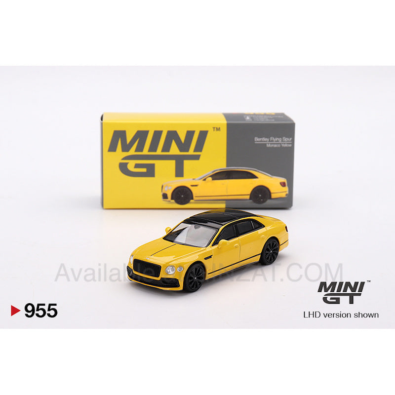 Bentley Flying Spur Monaco Yellow, Mini GT No. 955 diecast model car