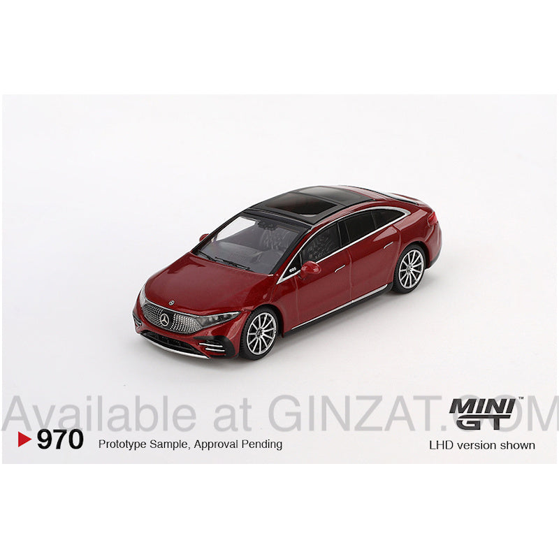 Mercedes-Benz EQS 580 4MATIC Red Metallic, Mini GT No. 970 diecast model car