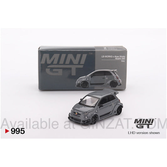 Abarth 595 LB-WORKS x Abas Works Grey, Mini GT No. 995 diecast model car