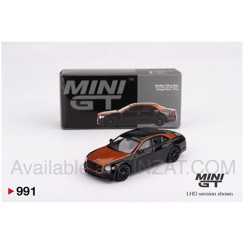 Bentley Flying Spur Orange Flame / Onyx, Mini GT No. 991 diecast model car