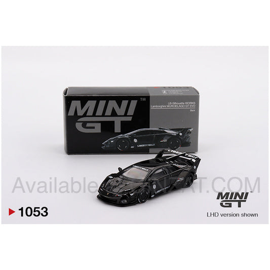 MINI GT 1/64 Lamborghini LB‑Silhouette WORKS Murcielago GT Evo Black (Left-Hand Drive)