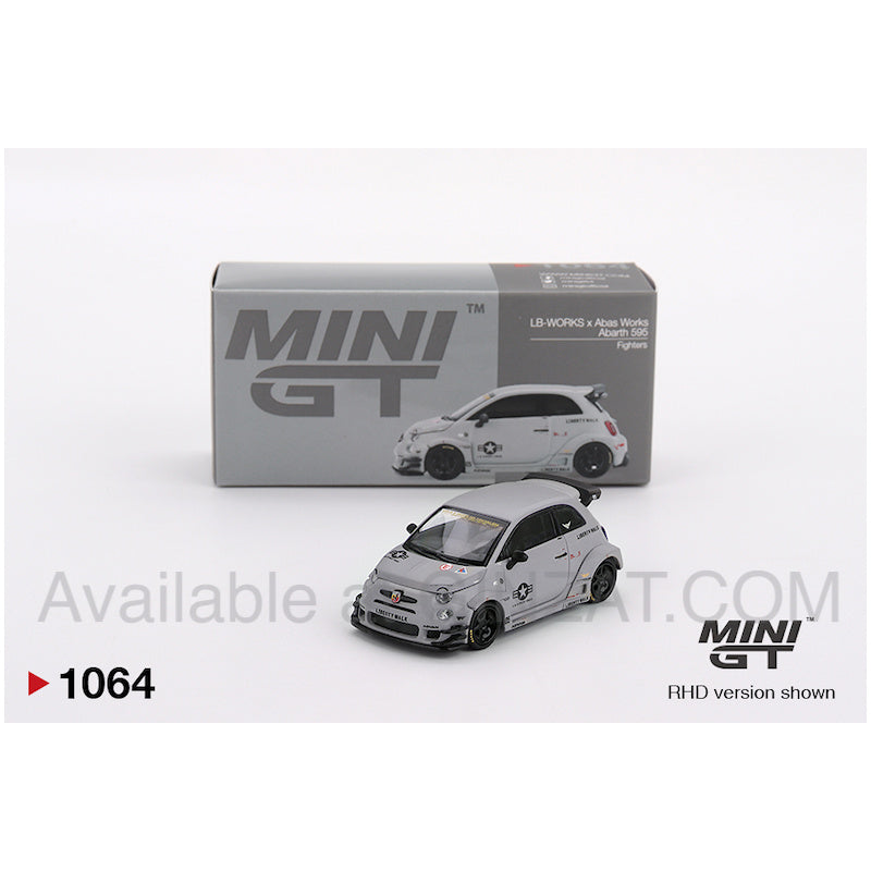 MINI GT 1/64 Abarth 595 LB‑WORKS x Abas Works Fighters (Left-Hand Drive)