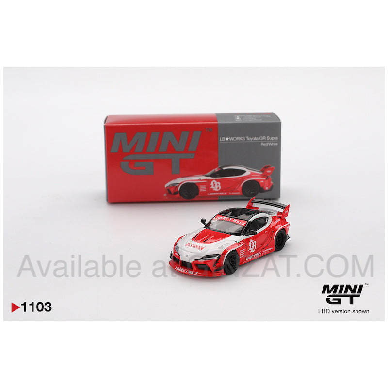 MINI GT 1/64 No. 1103 LB WORKS Toyota GR Supra Red/White (LHD)