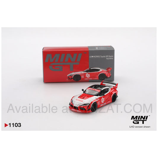 MINI GT 1/64 No. 1103 LB WORKS Toyota GR Supra Red/White (LHD)