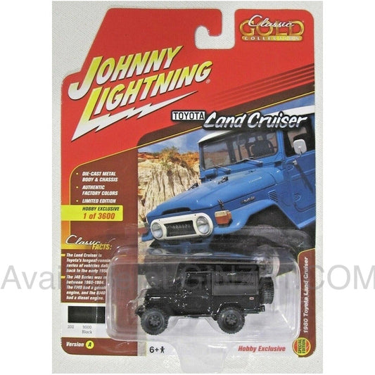 1980 Toyota Land Cruiser Black, Johnny Lightning 1/64 diecast model car