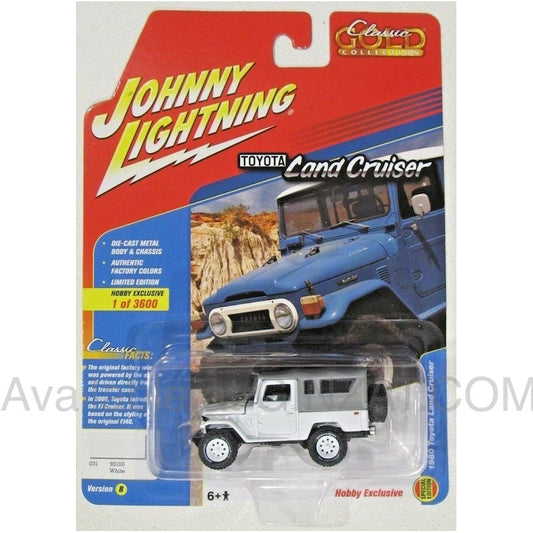 1980 Toyota Land Cruiser White, Johnny Lightning 1/64 diecast model car