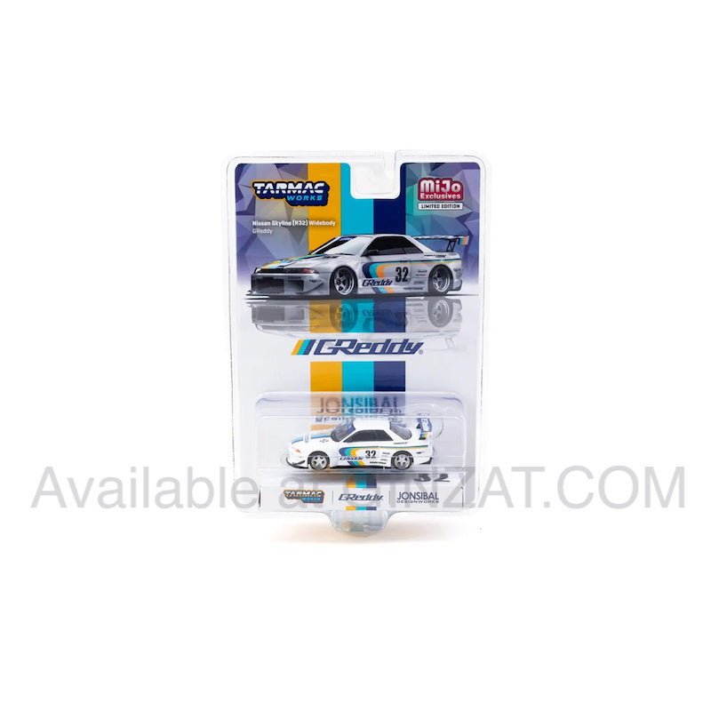 Nissan Skyline (R32) Widebody Greddy, Tarmac Works x MiJo Exclusives 1/64 diecast model car