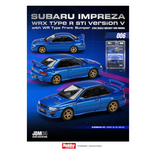 Hobby Japan 1:64 Subaru Impreza WRX STI Version V Sonic Blue Mica (Blister Pack)