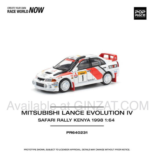 Mitsubishi Lancer Evolution IV Safari Rally Kenya 1998, POP Race diecast mode car