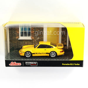 Porsche 911 Turbo Yellow, Tarmac Works x Schuco diecast model car