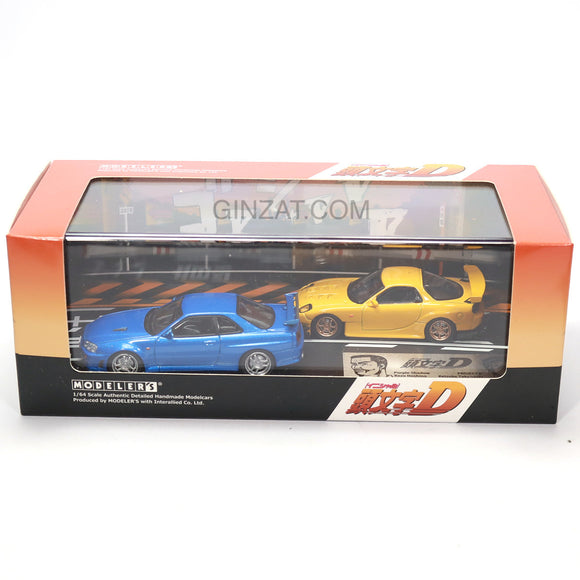 Initial D Car Set Vol.8 MAZDA RX-7 (FD3S) & NISSAN Skyline GT-R (BNR34), Modeler's diecast model car