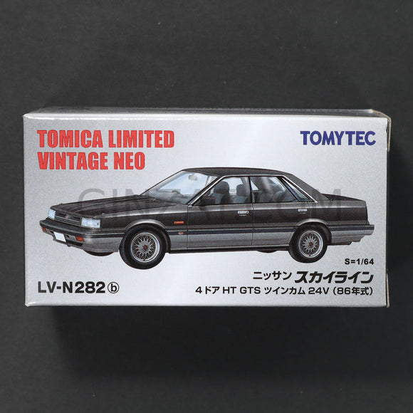 Nissan Skyline 4Dr HT GTS TwinCam24V Black/Silver 1986, Tomytec Tomica Limited Vintage Neo diecast model car LV-N282b