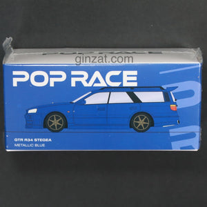 Nissan GTR R34 Stegea Metallic Blue, Pop Race diecast model car