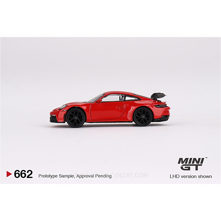 Porsche 911 (992) GT3 Guards Red, Mini GT No. 662 diecast model car