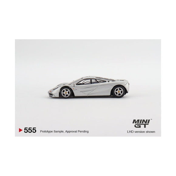 McLaren F1 Magnesium Silver, Mini GT No. 555 diecast model car