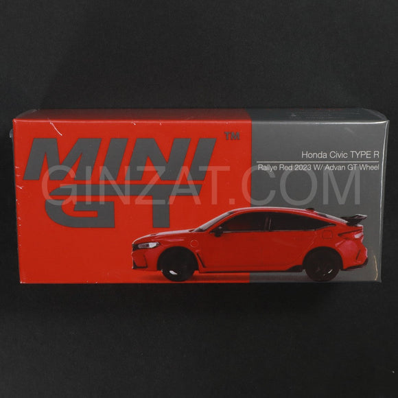 Honda Civic Type R 2023 Rally Red w/Advan GT Wheel, MINI GT No.546 diecast model