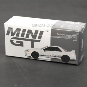 Top Secret NISSAN Skyline GT-R VR32 White; Mini GT No.469 diecast model car