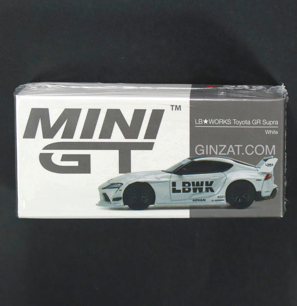 LB WORKS Toyota Supra White, MINI GT No.235 diecast model car