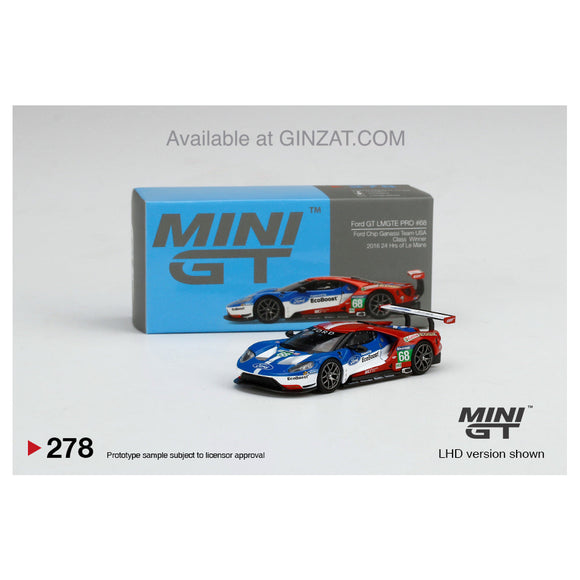 Ford GT LMGTE PRO #68 Ford Chip Ganassi Team USA Class Winner 2016 24 Hrs of Le Mans, MINI GT No.278 diecast model car