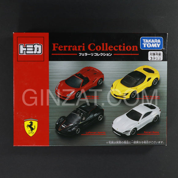 Takara Tomy Tomica Ferrari Collection [ Set of 4 diecast vehicles] [488 Spider / SF90 Stradale LaFerrari Aperta, Ferrari Roma]