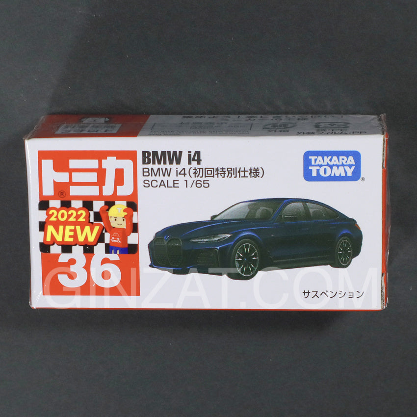 Voiture Miniature Tomica No.36 BMW I4 – 1/65, Couleur Blanche, Neuve, Fabriquée Au Japon