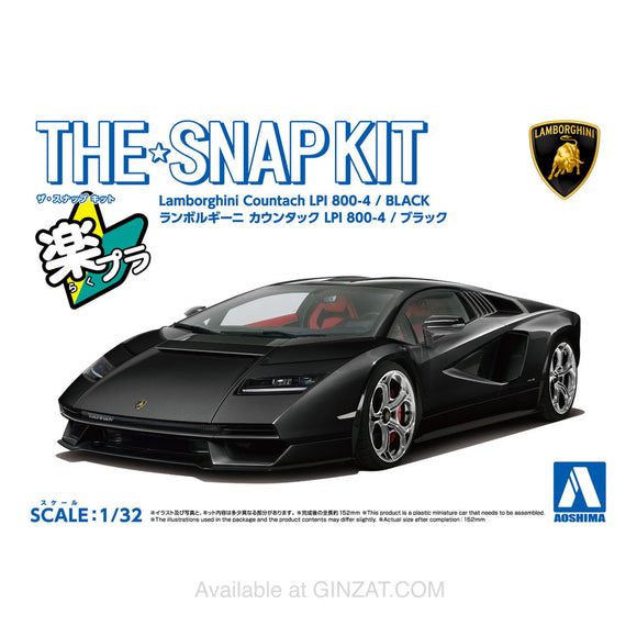 Lamborghini Countach LPI 800-4 (BLACK), The Snap Kit, Aoshima Plastic Model Car (Scale 1/32)