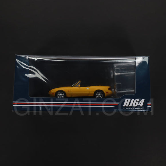 Eunos Roadster (NA6CE) J-Limited with Tonneau Cover Sunburst Yellow, Hobby Japan diecast model car