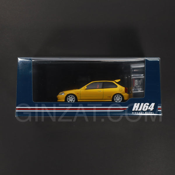Honda Civic Type R (EK9) 1997 Sunlight Yellow, Hobby Japan diecast model car