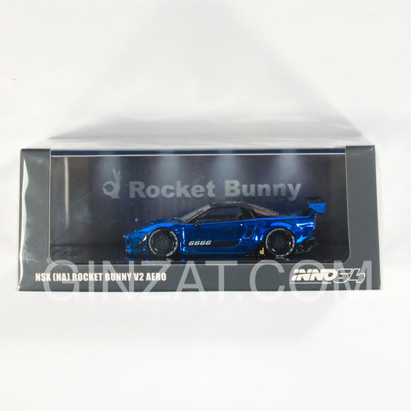 Honda NSX (NA) Rocket Bunny V2 Aero Chrome Blue, INNO64 diecast model car
