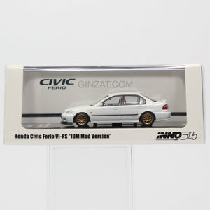 HONDA Civic Ferio “JDM Mod Version” Championship White with extra wheels and decals, INNO64 diecast model car