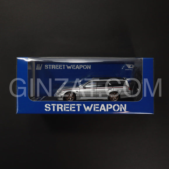 Nissan Stagea R34 NISMO Livery Silver, Street Weapon diecast model car