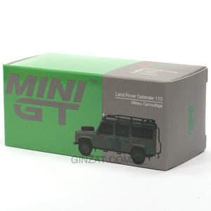 LAND ROVER Defender 110 Military Camouflage, MINI GT 237 diecast model