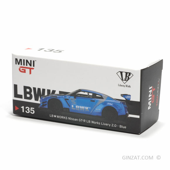 LB Works Nissan GT-R LB Works Livery 2.0 Blue, MINI GT No.135 diecast model car