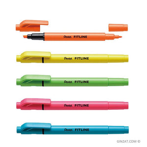 Pentel Fitline Double Sided Highlighter, Set of 5 Colours